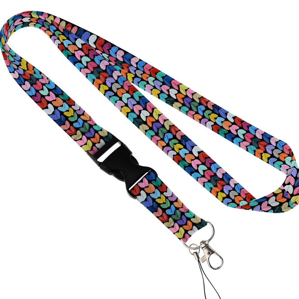 Tejesa Beautiful heart-shaped Lanyard Keys Chain Badge Holder ID Credit Card Pass Hang Rope Lariat Mobile Phone Charm Accessories Gifts