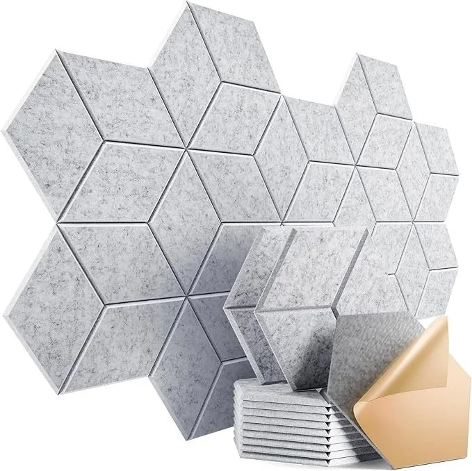 Tejesa Y-Lined Design Hexagonal Self-adhesive Acoustic Panels Sound Proof Foam Felt Board