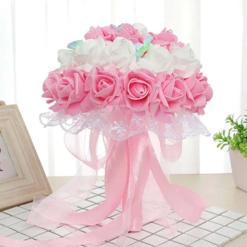 Tejesa 30/50Pcs Artificial Bridal Bouquet Foam Rose Flower Head Fake PE for Home Room Dceoration Party Wreath Accessories Wedding Decor
