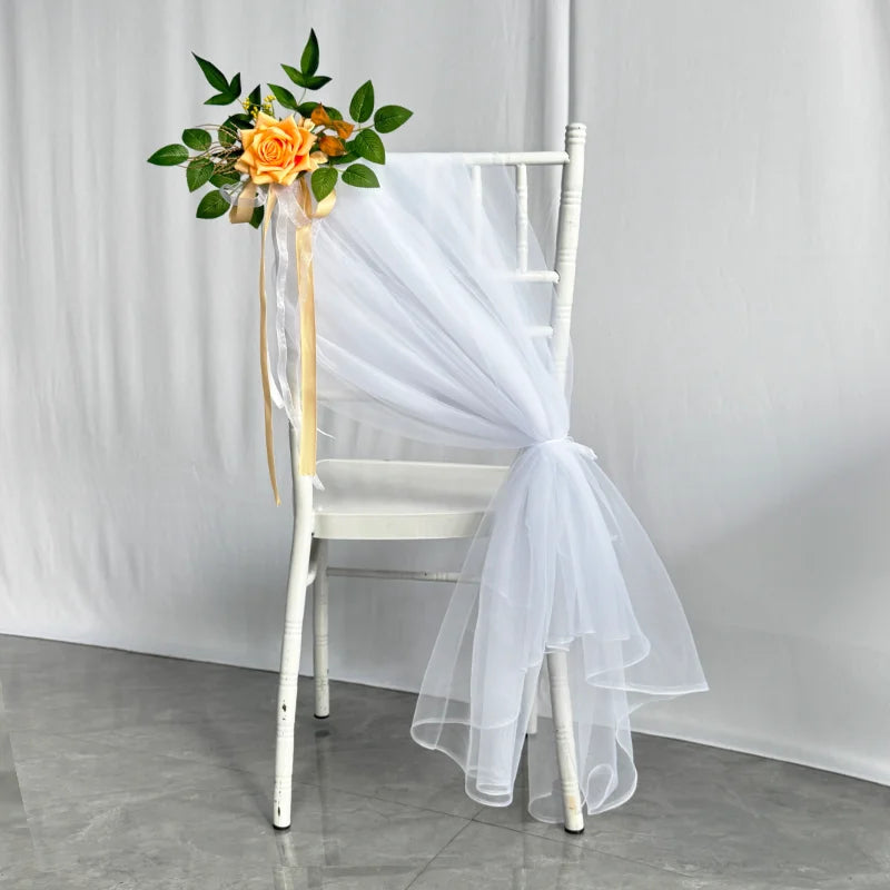 YeeNanee 8pcs Wedding Chair Decoration Flowers Artificial Rose Eucalyptus Pew Flowers for Wedding Ceremony Aisle Church Decor