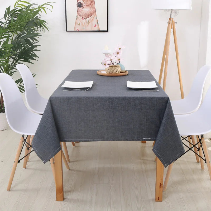 Tejesa Faux Linen Tablecloths Rectangle Washable Table Cloths Wrinkle Stain Resistant Table Cover Cloth for Kitchen Dining Room JAF040