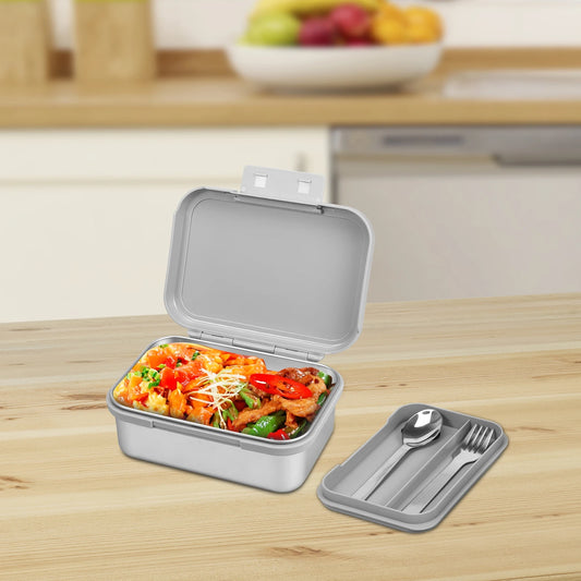 1000ml Lunch Box Stainless Steel Bento Boxes with Fork Spoon Leakproof Meal Food Container for Picnic Office School Traveling