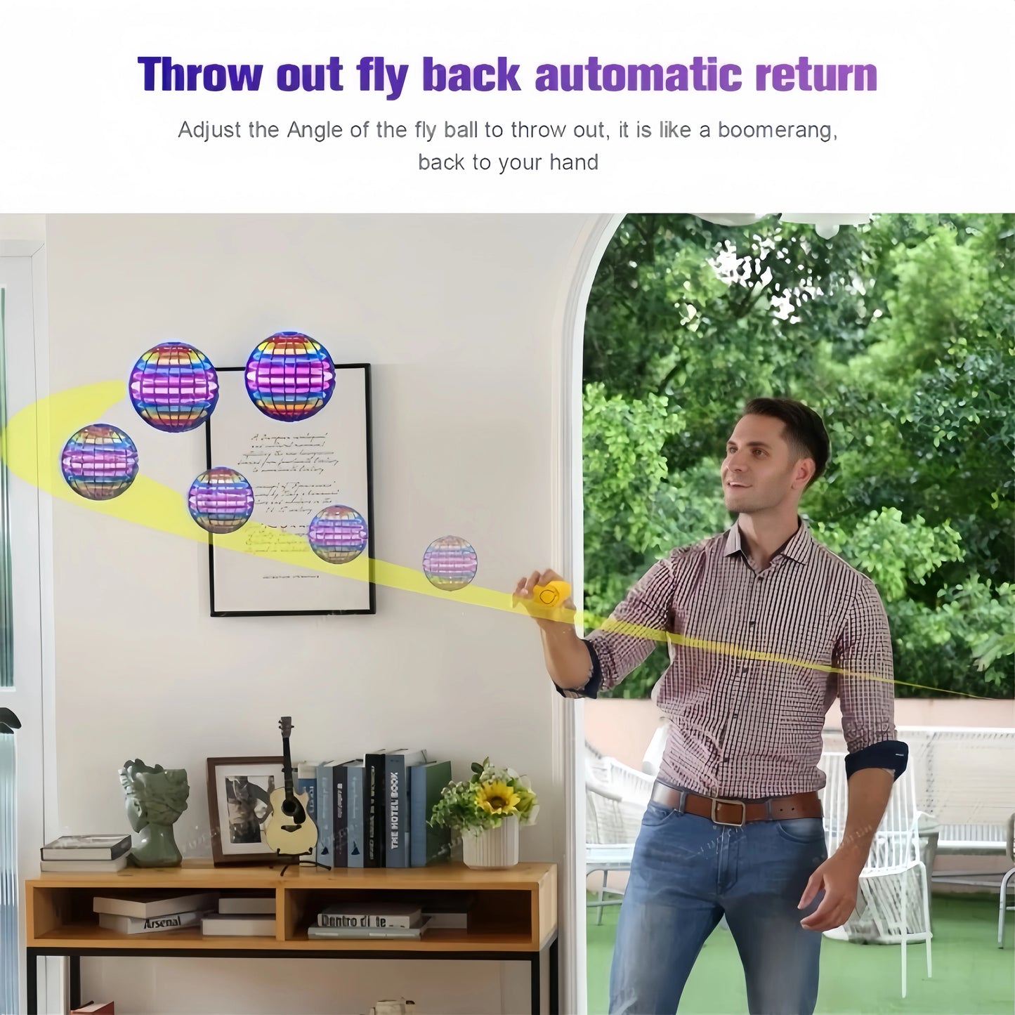 Hemasa Flying Ball Boomerang Flyorb Magic With LED Lights Drone Hover Ball Fly Nova Orb Flying Spinner Fidget Toys Children Gift