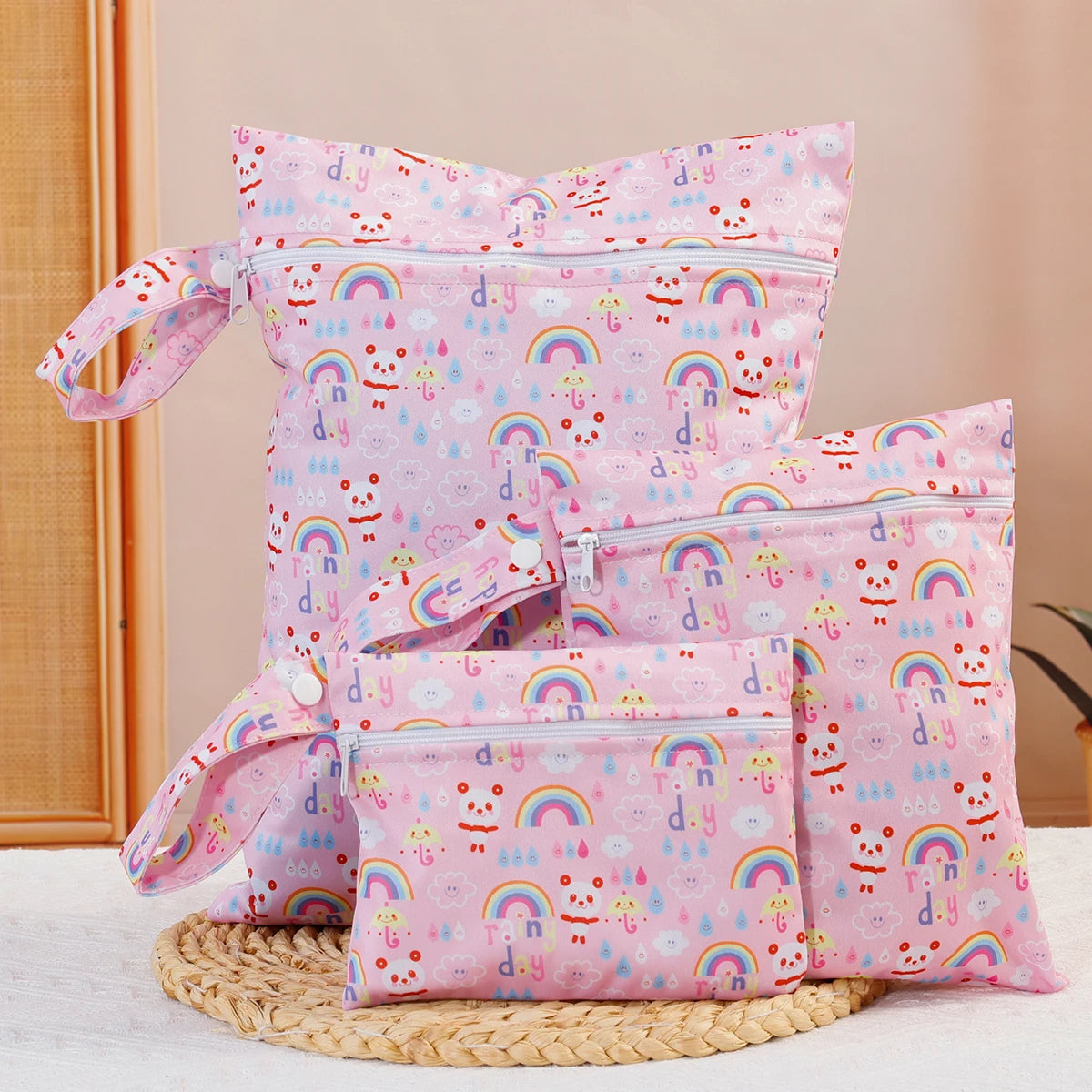 Tejesa 3pcs Set Washable Reusable Baby Blanket Storage Bag /Easy Carry Multifunctional Travel Bag