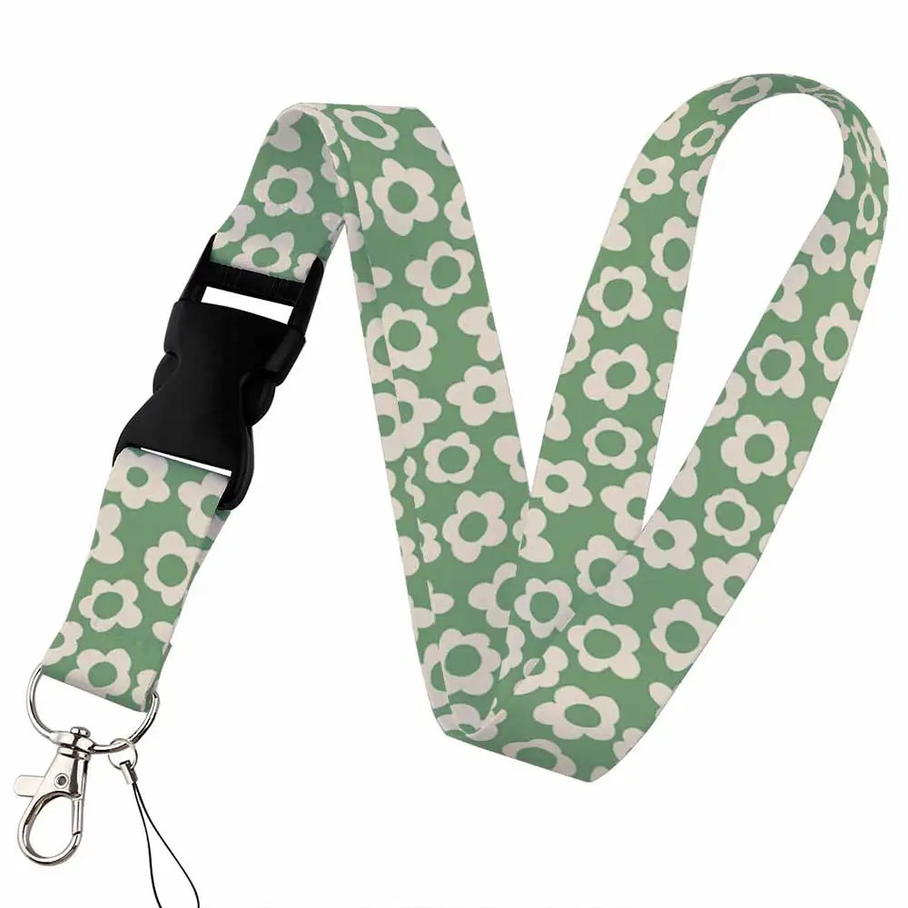Tejesa Beautiful flower Lanyard Keys Chain Badge Holder ID Credit Card Pass Hang Rope Lariat Mobile Phone Charm Accessories Gifts