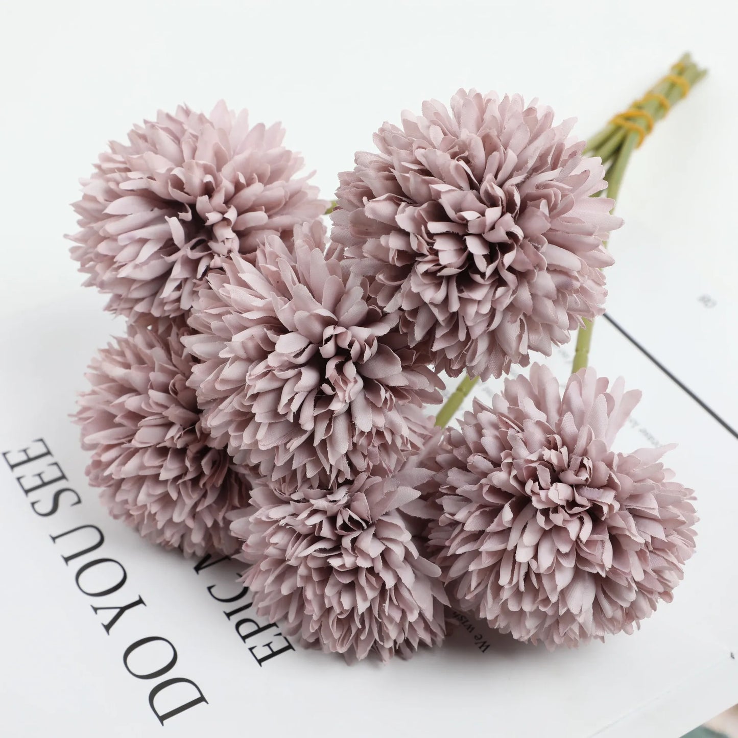 Tejesa 10 Pcs Artificial Flowers Faux Ball Chrysanthemum Bouquet Silk Wedding Bridal Bouquet For Home Garden Party Decoration