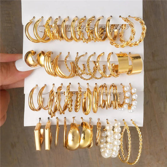 Hemasa Boho Big Circle Hoop Earring Set for Women