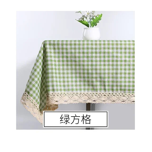 Tablecloth, Washable Cotton Linen Fabric Tassel Table Cloth Dust-Proof Embroidery Table Cover for Kitchen Dinning Farmhouse