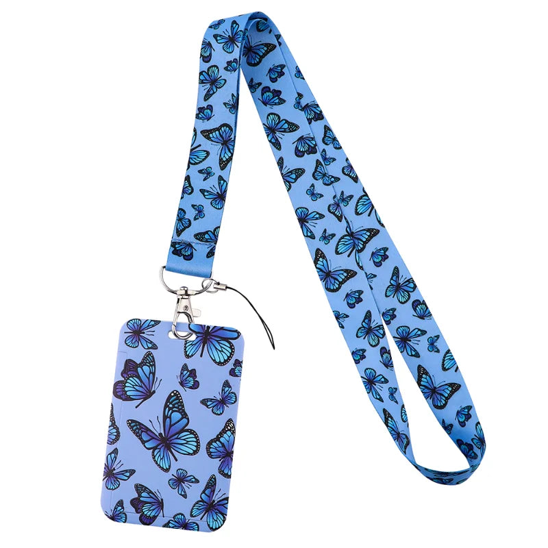 Tejesa Butterfly Lanyard Business Credit Card Holder Neck Strap Keychain Hang Rope ID Badge Holder Lariat Lasso