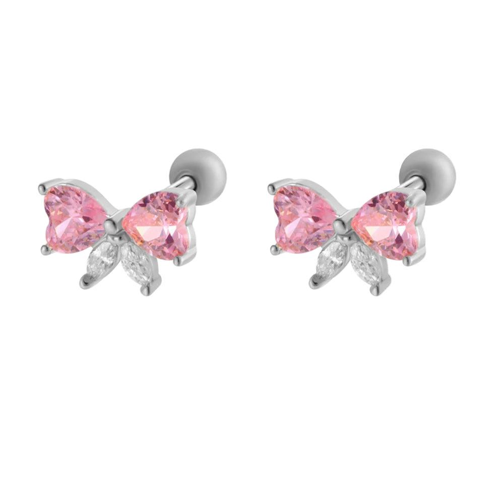Tejesa  Stainless Steel  Bow Copper  Zirconia Bowknot Earrings for Women
