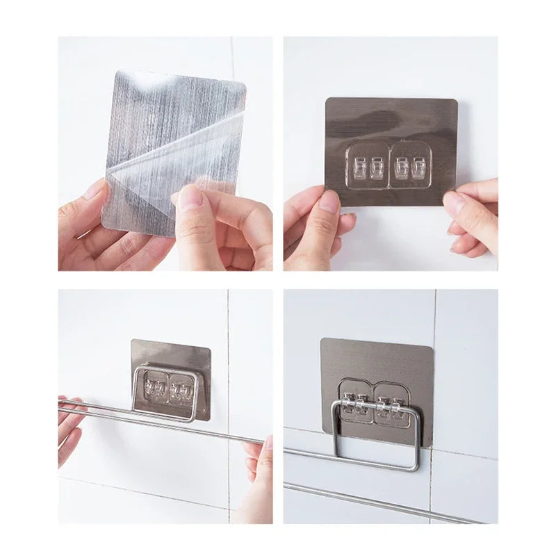Hemasa 1PCS Kitchen Paper Towel Holder Adhesive Toilet Paper Rack Towel Hanger Tissue Dispenser Roll Napkin Cabinet Storage Accessories
