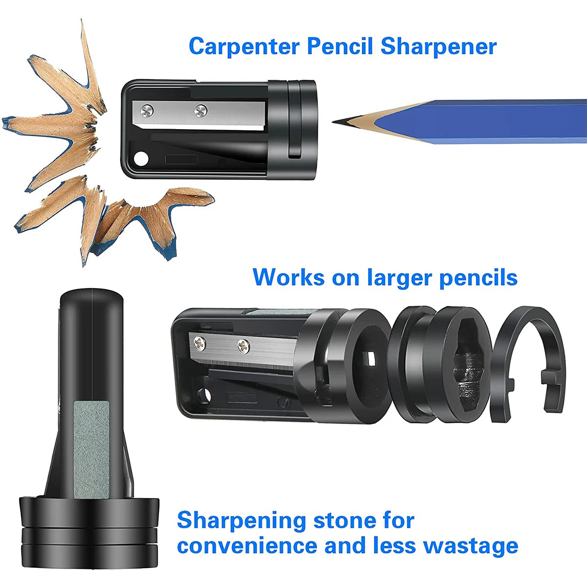Tejesa 12pcs 7 Inch Wood Flat Carpenter Pencils Tools Kit with Sharpener and Retractable Pen Holder Marking Construction Pencils