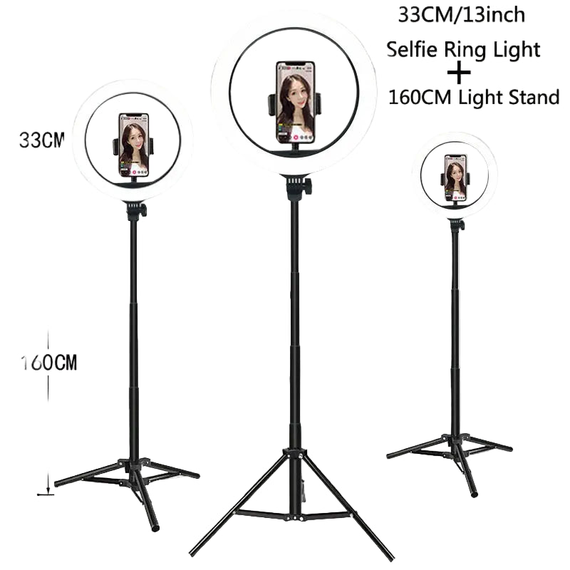 Tejesa 26 33CM Video Lights Dimmable Light Selfie LED Ring Light USB Ring Lighting Lamp With Tripod Stand To Make Youtube Ringlight