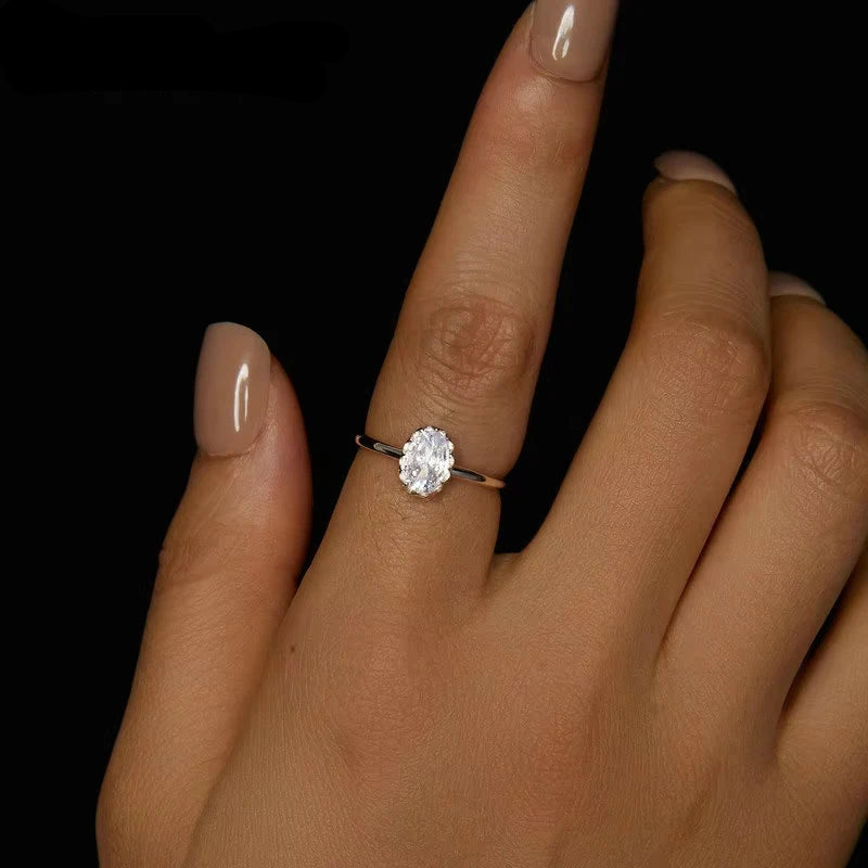 Tejesa  Moissanite Engagement Ring, Women's Solitaire Moissanite Promise Rings 925 Sterling Silver with White Gold Plated MSR049