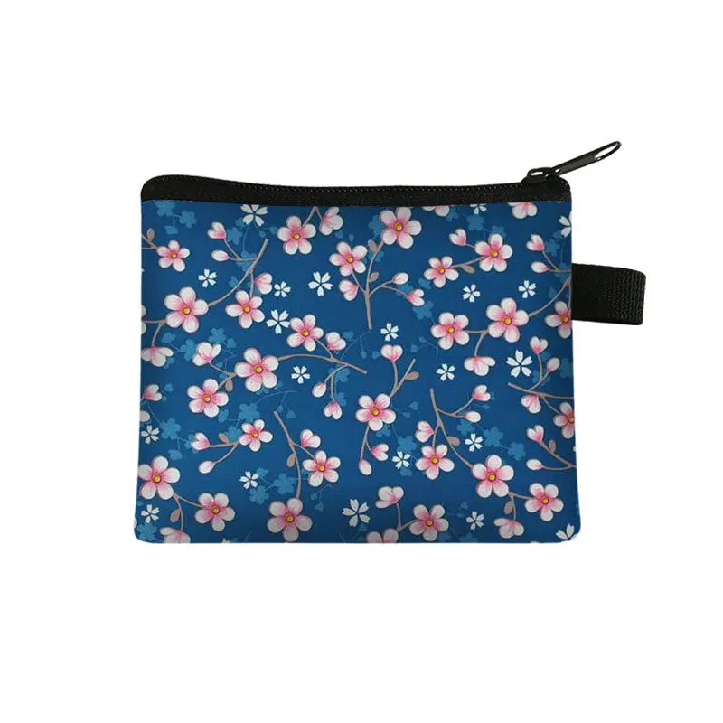 Tejesa Floral Print Cosmetic Bag Girl Women Sanitary Napkin Storage Organizer Bag Coin Card Money Eearphone Lipstick Holder Pouch