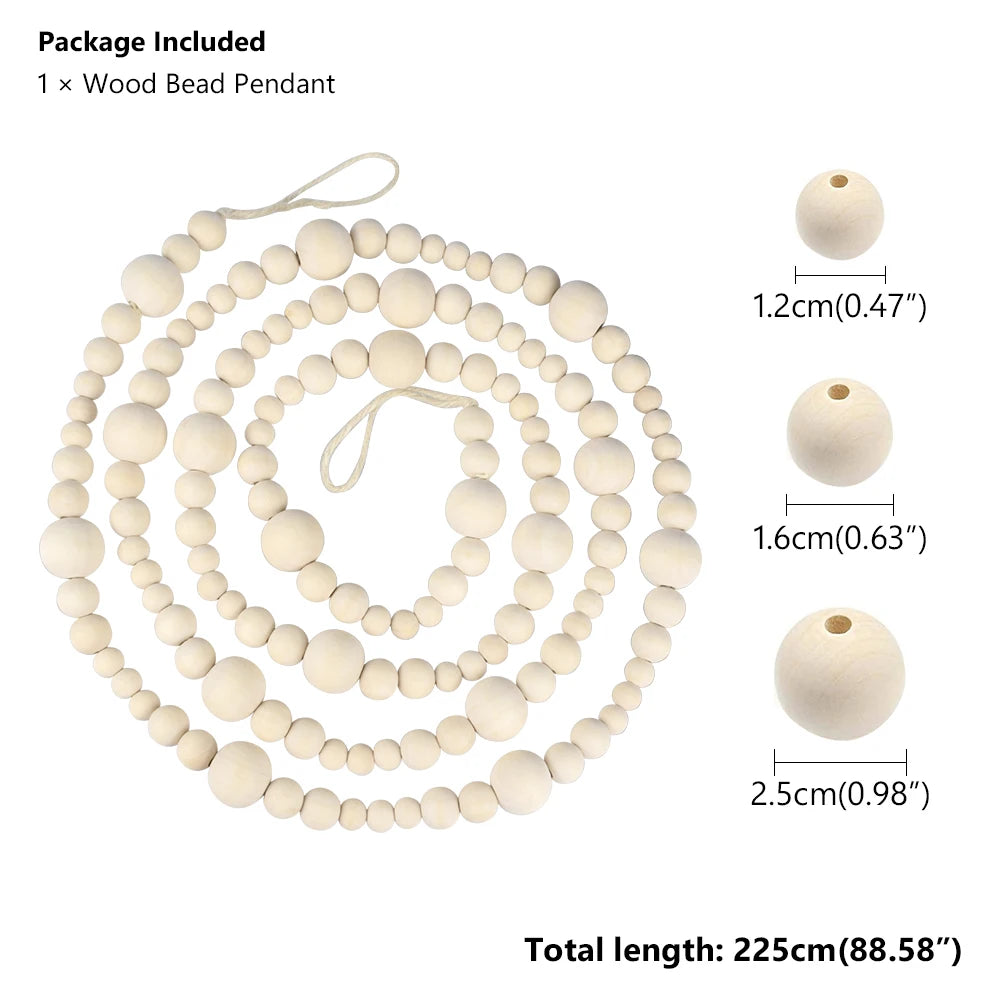 DIY Wooden Home Decoration Handmade Garland With Jute Rustic Tassel Wood Bead Garlands For Rattan Macrame Wall Hanging Boho Gift