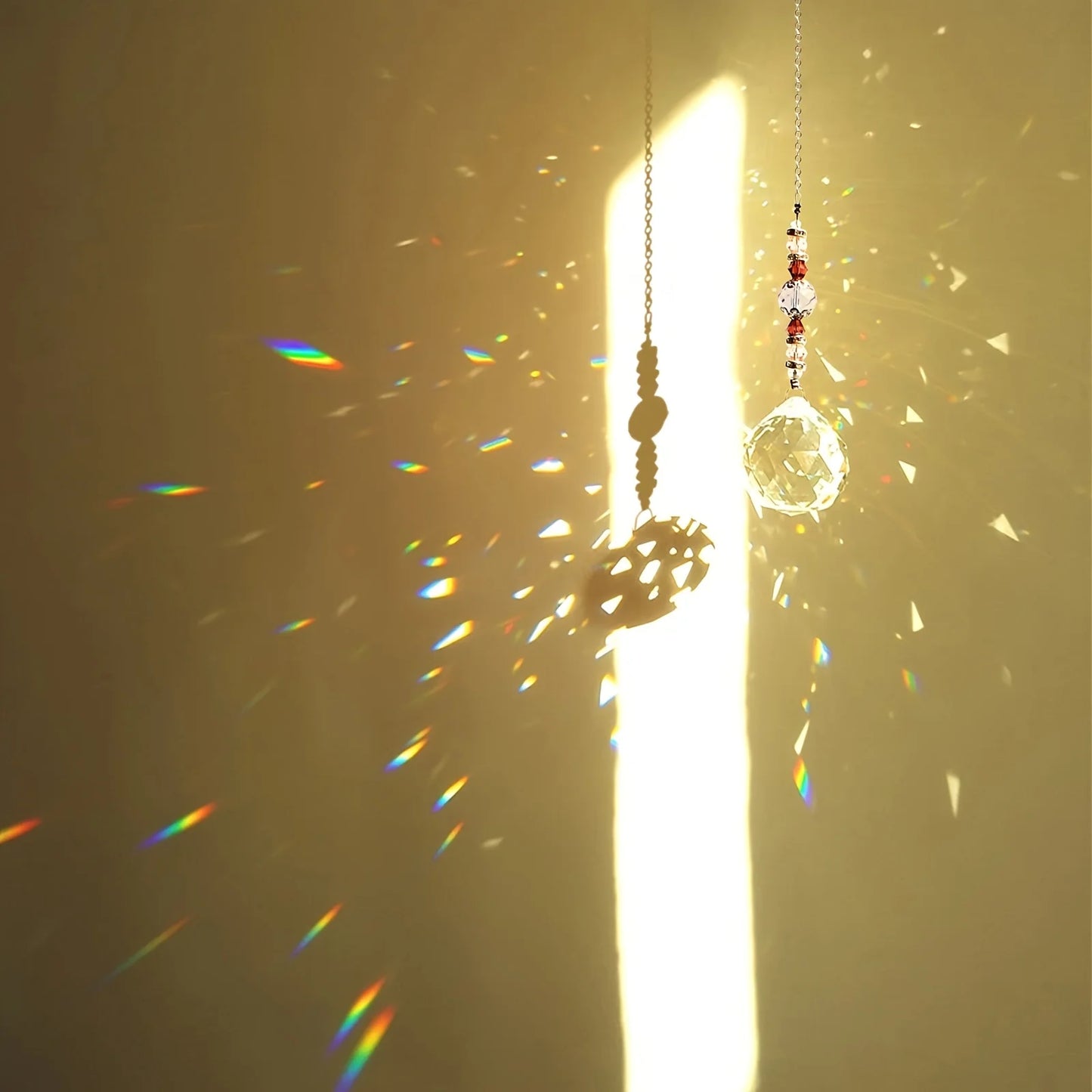 4 Pcs Window Crystal Suncatcher Hanging, Crystal Ball Prism Pendant Suncatcher Rainbow Maker with Chain for Garden Wedding Chris