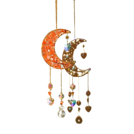 Hemasa Moon Suncatcher Crystal Tree of Life Hanging Decoration Stained Glass Healing Crystal Rainbow Maker Garden Outdoor Decoration