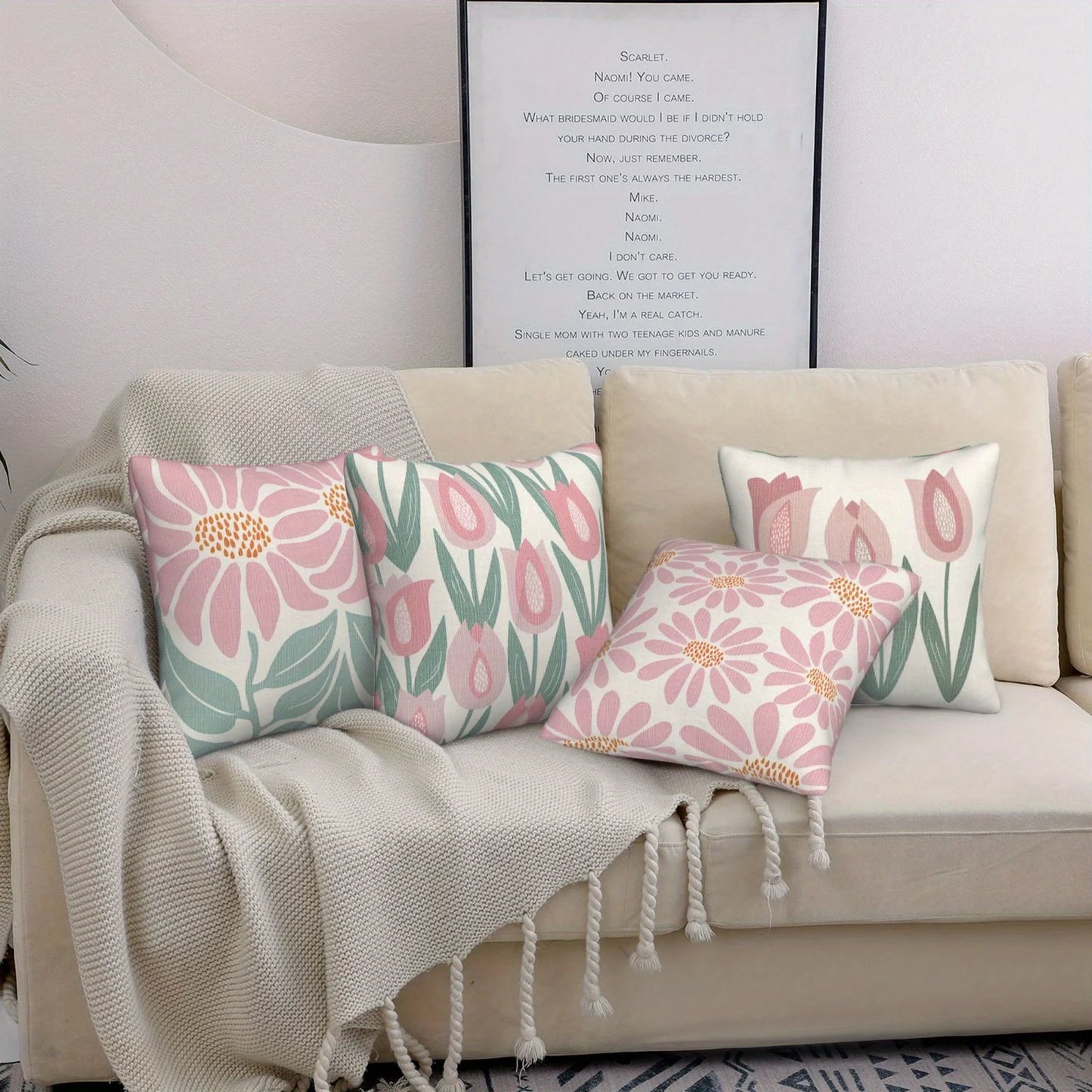 Tejesa 2Pcs Floral Pattern Throw Pillow Covers For Home Pattern Cushion Cover Suitable For Sofa Bedroom Car Pillow Cover