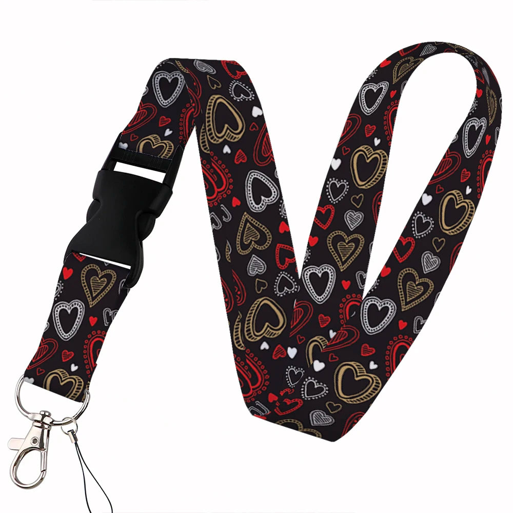 Tejesa Beautiful heart-shaped Lanyard Keys Chain Badge Holder ID Credit Card Pass Hang Rope Lariat Mobile Phone Charm Accessories Gifts
