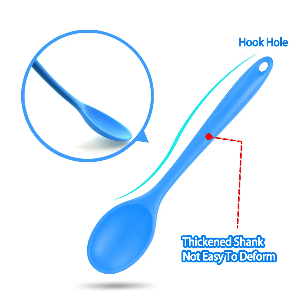 Hemasa  1Pc Soft Silicone Spoon Stirring  Long Handle Tableware Cooking Utensils Ladle Kitchen Accessories
