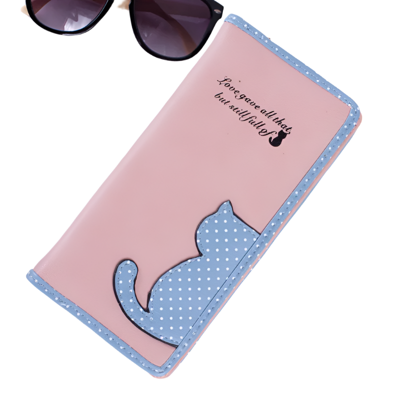Hemasa  Zip Wallet  Casual  PU Long Large Capacity Coin Purse /Clutch Bag Cute Cat Pattern Wallet