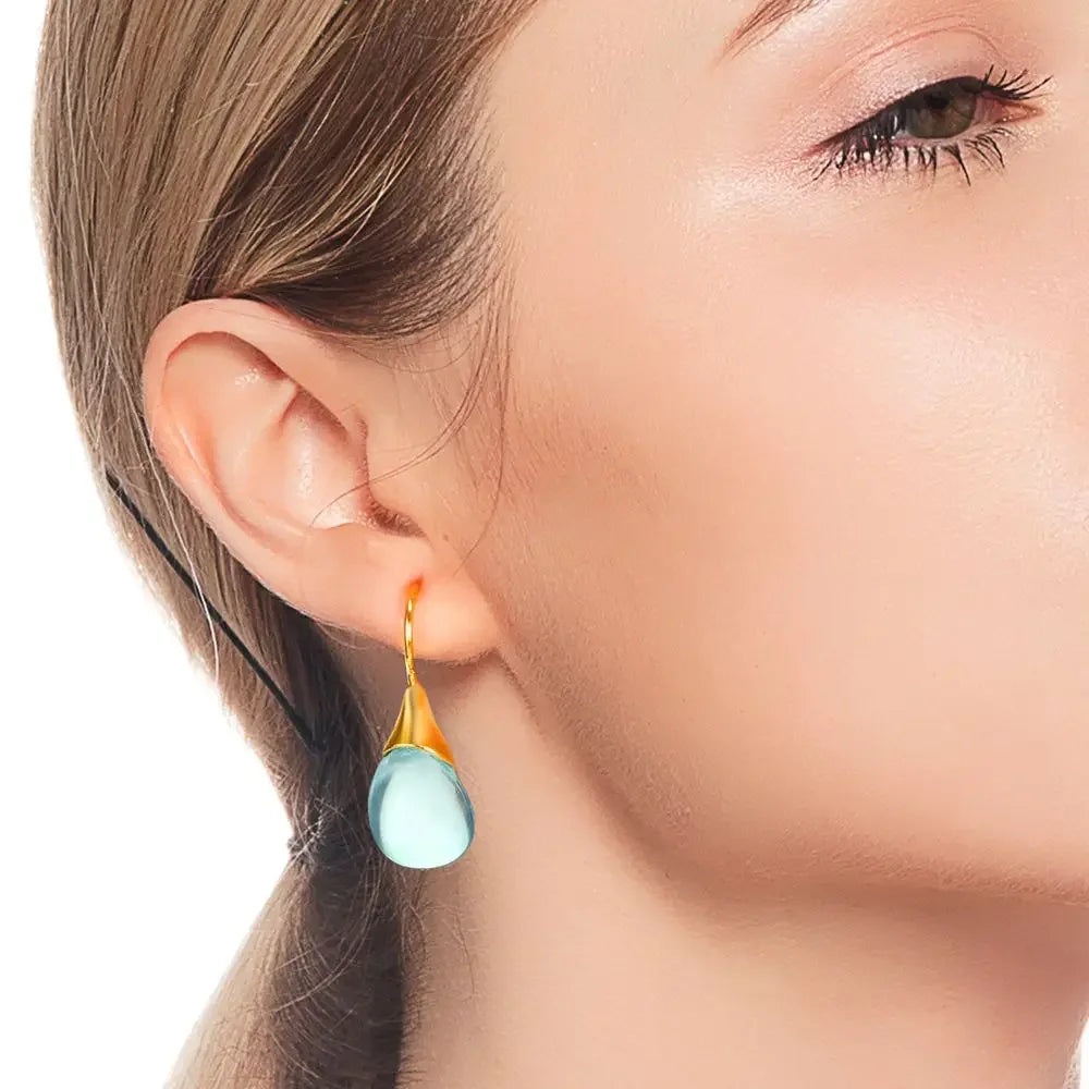 Pendientes Trendy Natural Stone Dangle Earrings Exquisite Water Drop Shape Hook Earrings For Women Wedding Engagement Jewelry