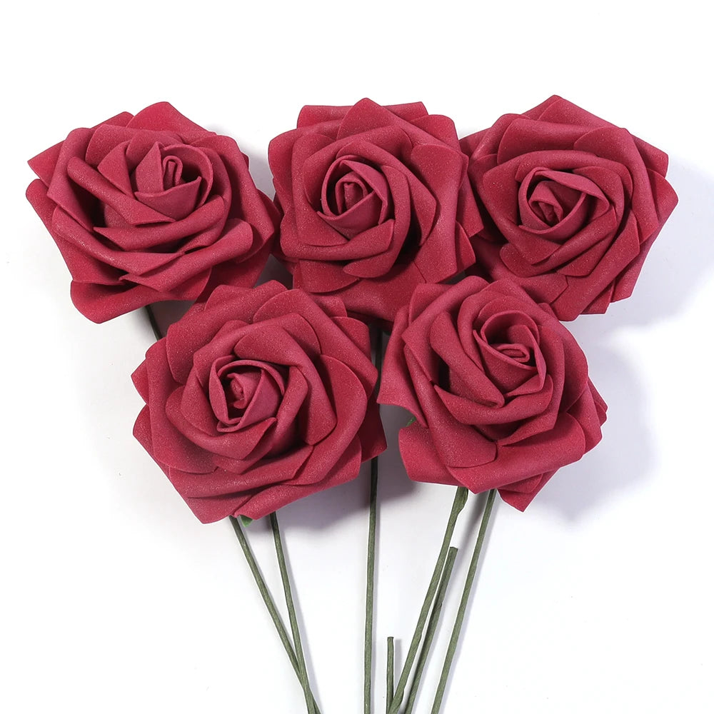 Tejesa 5/10/20Pcs Artificial Foam Rose Flowers 7.5cm PE Simulation Roses Fake Flower Bouquet for DIY Home Wedding Party Dceor Material