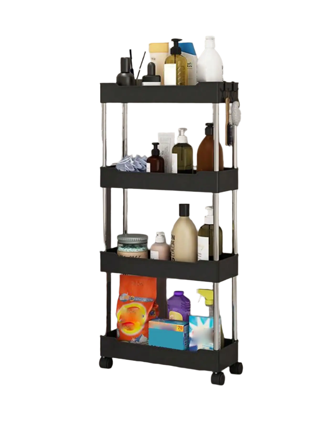 Hemasa 1pcs 3/4 Tier Rolling Utility Cart Storage Shelf Movable Gap Storage Rack Kitchen Bathroom Slim Slide Organizer Shelf Livingroom