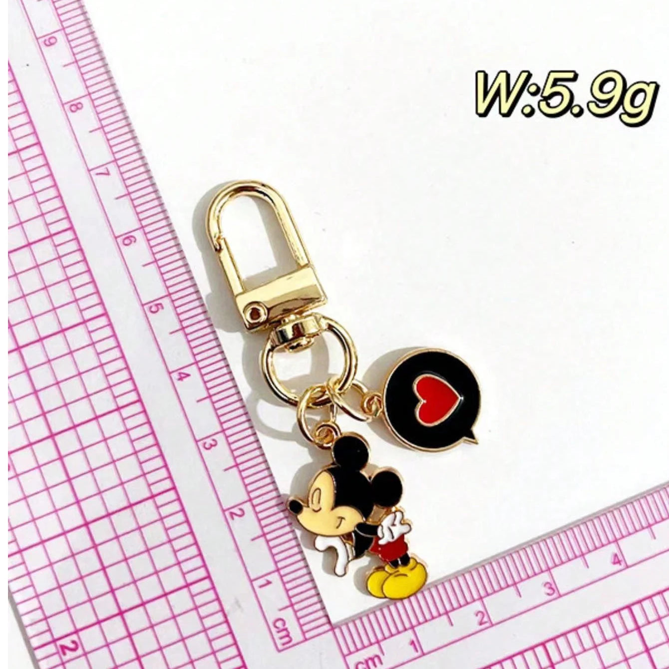2pcs Disney Mickey Mouse Metal Keychain, Minnie Mouse, Kawaii Bag Pendant Accessories, Cartoon Toys, Gold Color, Gift