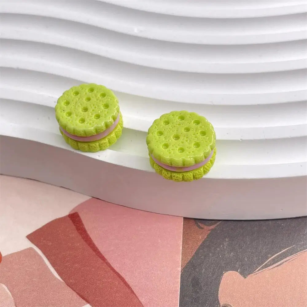 10 Pcs Resin Simulation Cartoon Macaron Flatback Cabochon Art Supply DIY Earring Craft Scrapbooking For Hair Bow Clip Decoration
