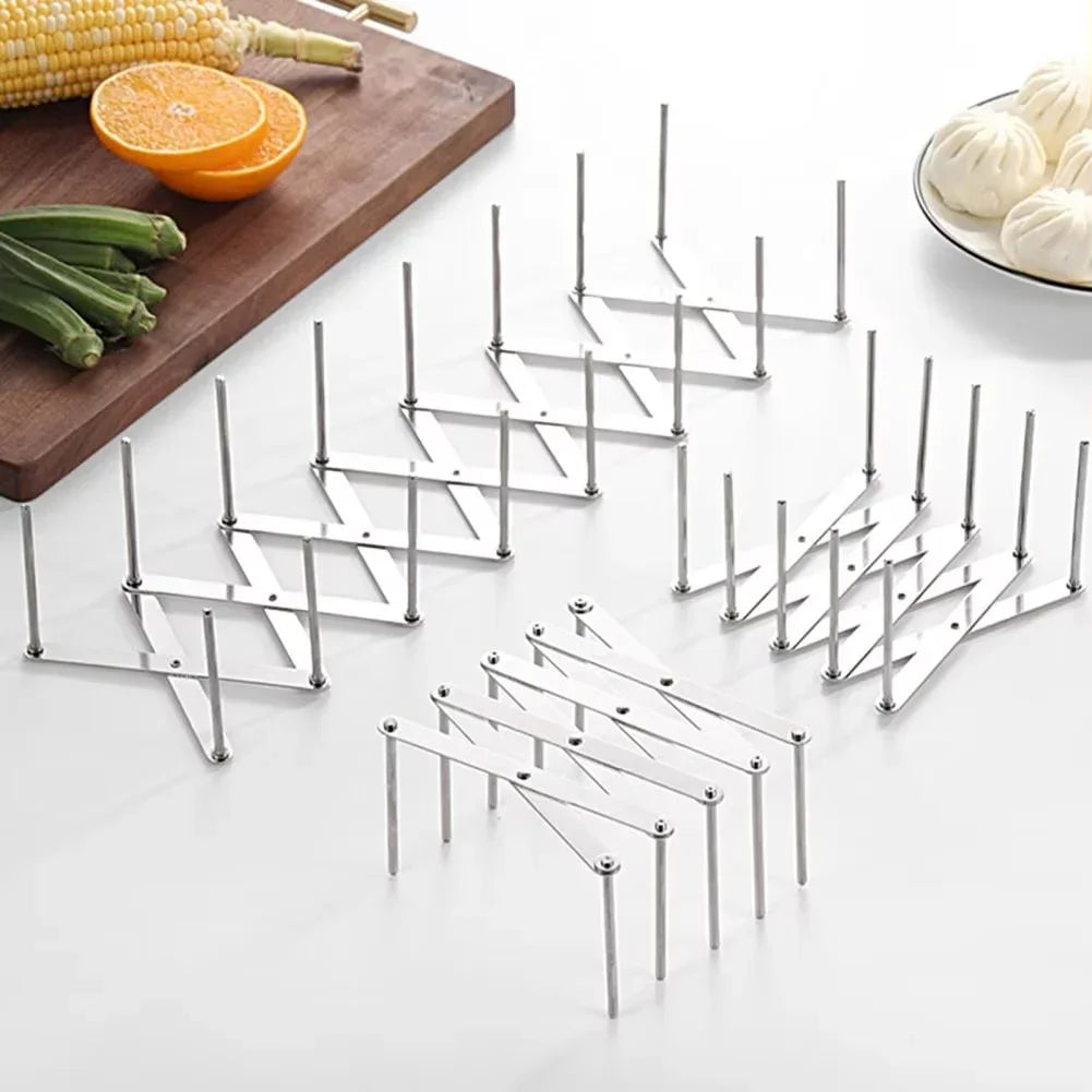 Tejesa  1pc Pot Lid Rack Pan Lid Organizer Retractable Foldable Stainless Steel Plate Holder Shelf Tableware Storage Kitchen Gadgets