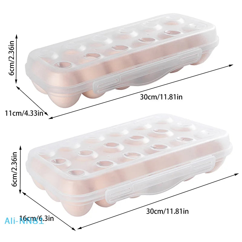 Tejesa 12/18 Grid Egg Storage Box With Lid Kitchen Refrigerator Egg Box Egg Drop Rack Household Fridge Egg Organizer Egg Tray