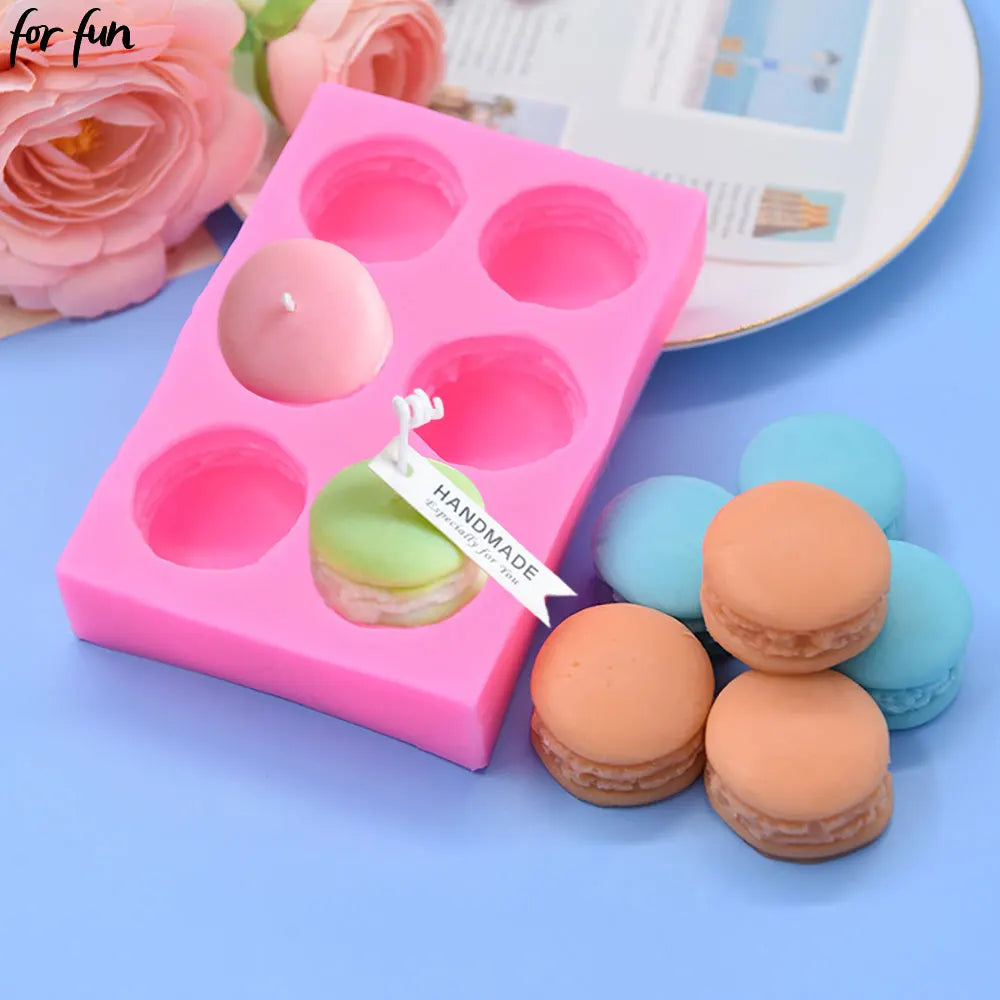 For Fun Macarone Candle Silicone Mold Scented Candles Soap Chocolate Dessert Mold for Baking Tool Candle Making Handmade Gift