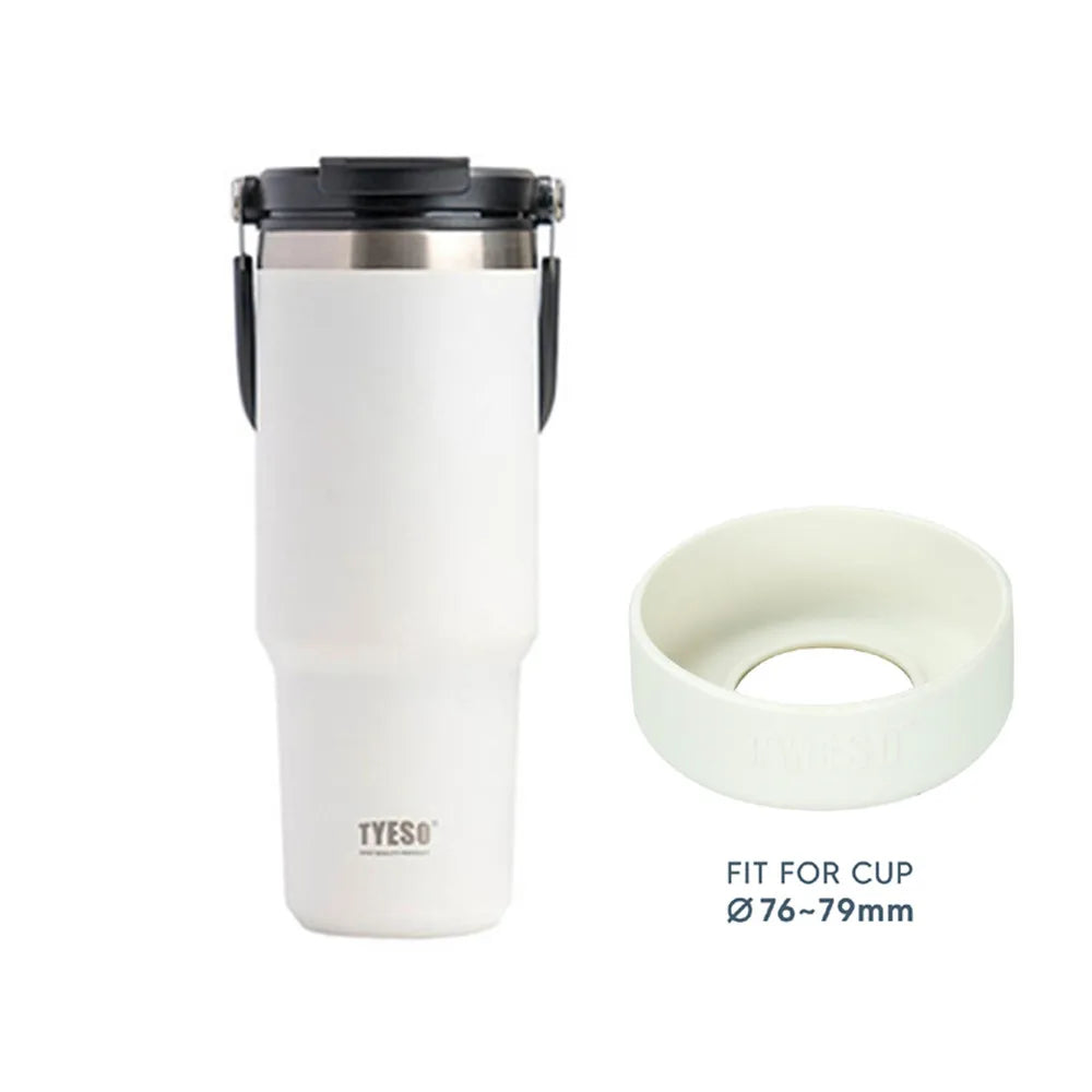 Tyeso 1200ml 40oz Tumbler With Handle and Silicone Coaster Coffee Cup Stainless Steel Vacuum Thermal Insulated Mug Cold Storage