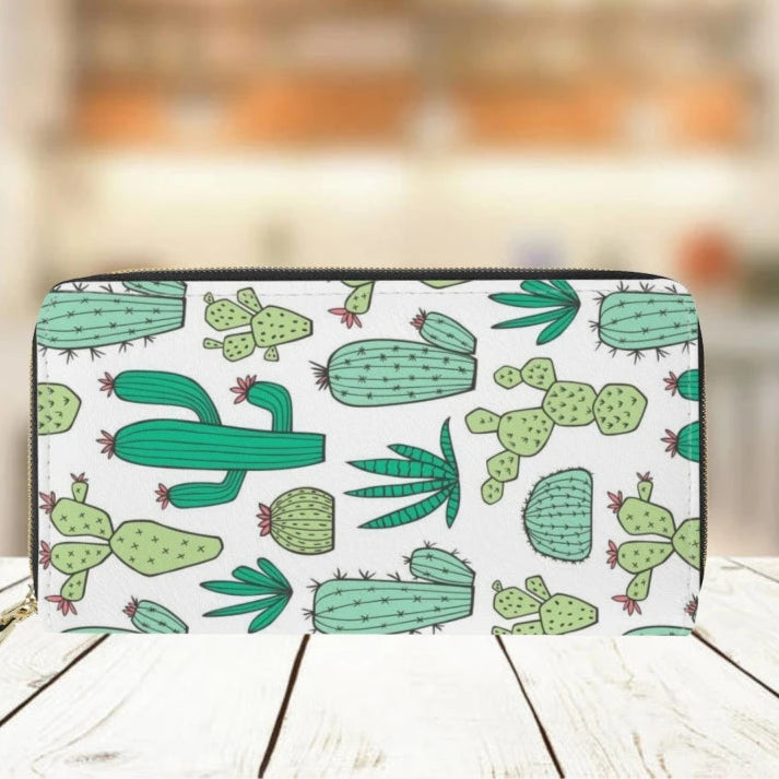 Hemasa  Ladies Fashion Wallet Cactus Pattern Print Long Leather Purse Card Holder Money Bag clutch Bag