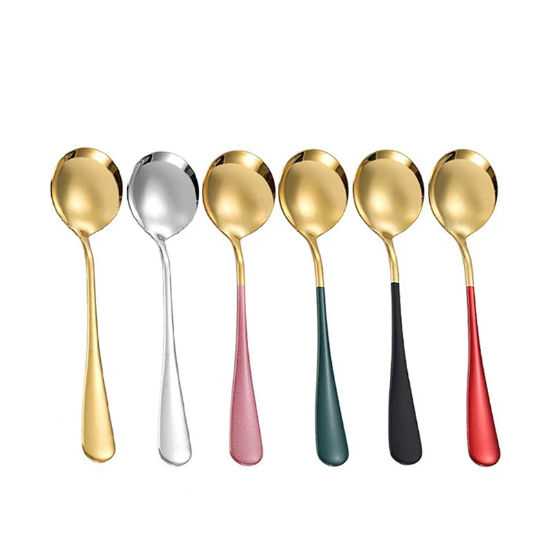 Stainless Steel Soup Spoons Korea Home Kitchen Ladle Capacity Gold Silver Mirror Polished Flatware For Coffee Tableware