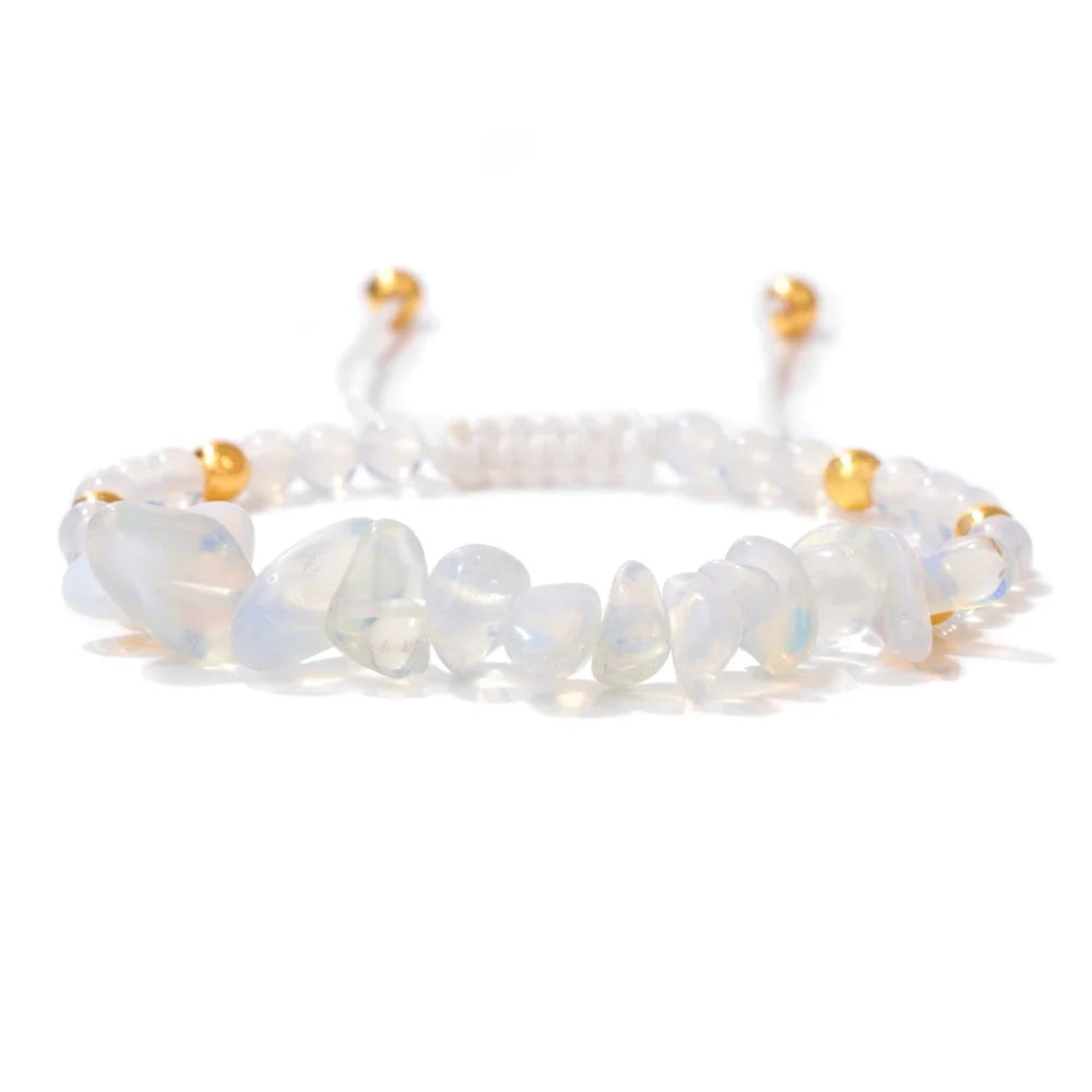 Tejesa Irregular Natural Gem Crystal Stone Beads Bracelet Braided Obsidian Aventurine Amethysts Aquamarin Opal Chip Bracelets For Women