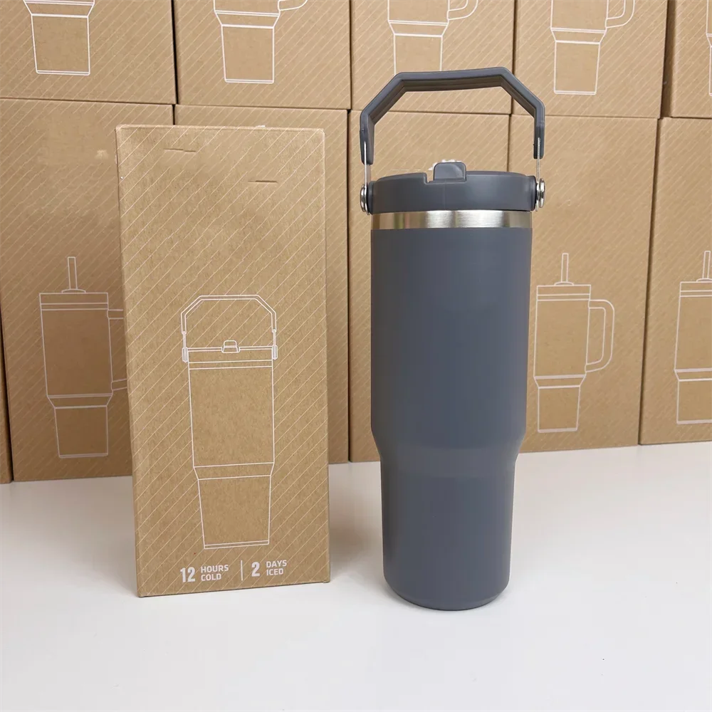 Hemasa Stanley 30oz Tumbler With Handle Leopard Tumbler With Straw Lids Stainless Steel Coffee cup