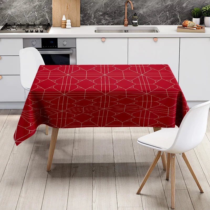 Tejesa Red Spider Web Printed Tablecloth with White Lines for Home/ Dining Decorations in Size 60x120cm Modern Kitchen Linen from Home G