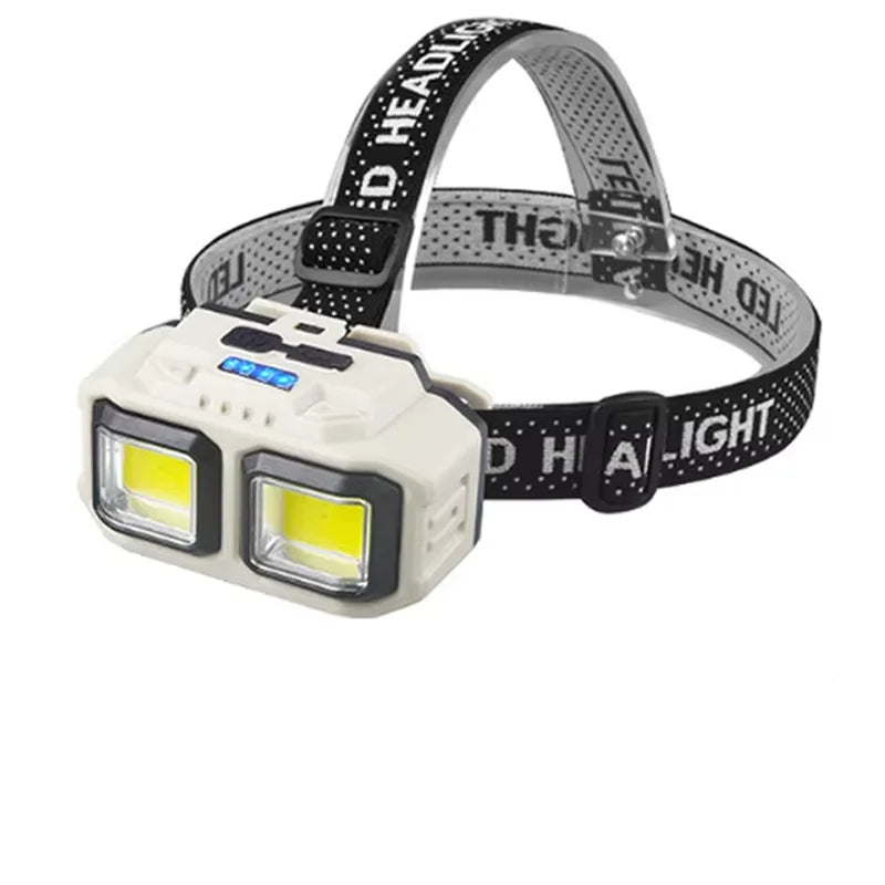 Hemasa Super Bright Mini LED Headlamp USB Rechargeable 18650 Battery Headlight Dual Light Source Outdoor Camping Hunting Head Lamp