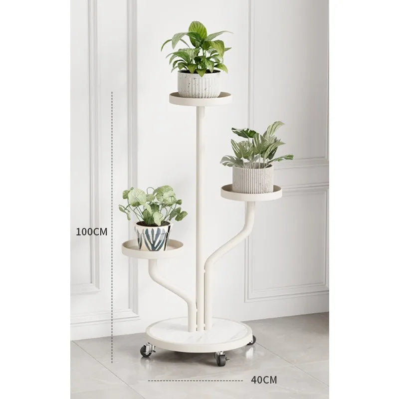 Wrought iron flower stand Plant stand Indoor living room Balcony Flower pot Green Luo stand Movable multi-layer metal flower