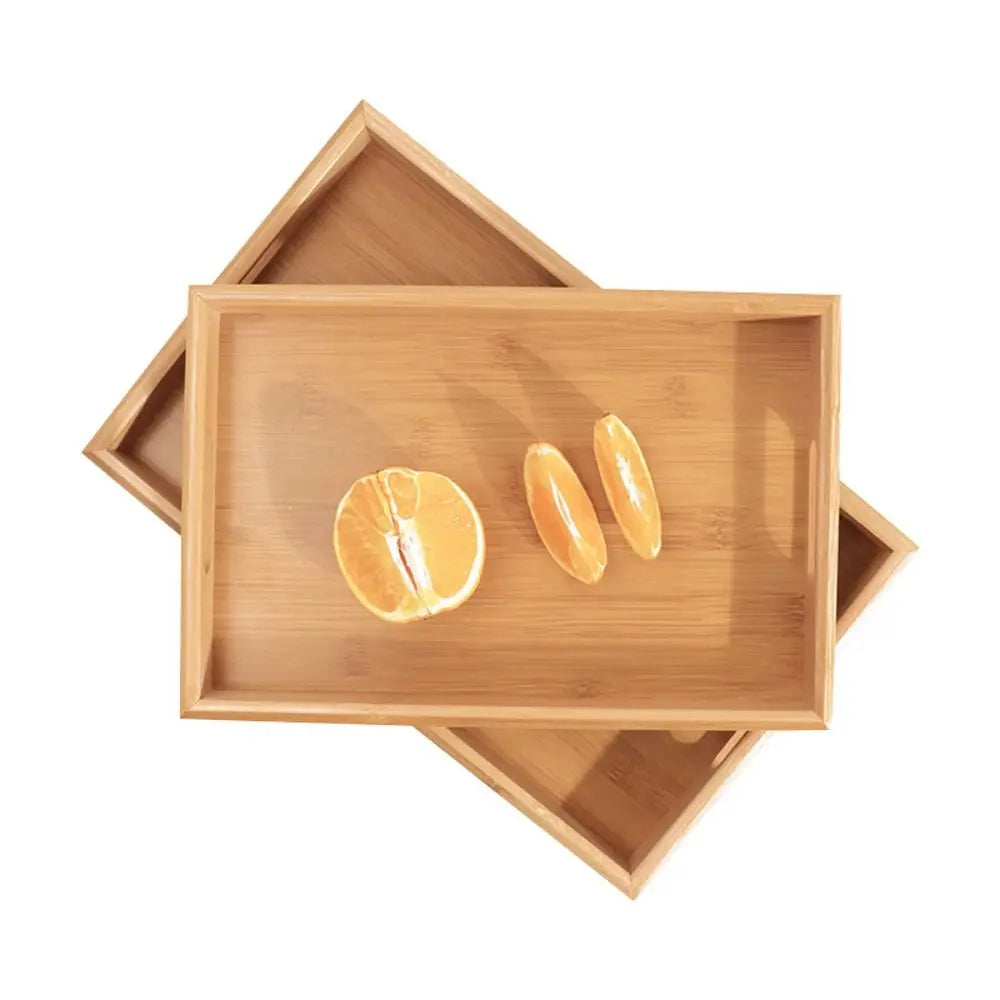 New Rectangular Bamboo Storage Tray Retro Solid Wood Storage Plate Household Tea Tray Water Cup Plate Home Kitchen Supplies