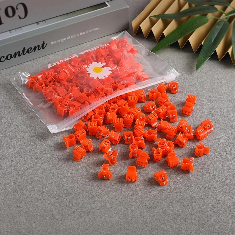 50pcs Girls Small Hair Claw Clips Colorful Plastic Clips Hairpin Flower Heart Mini Multi-Shape Hair Claw Kids Hair Accessories