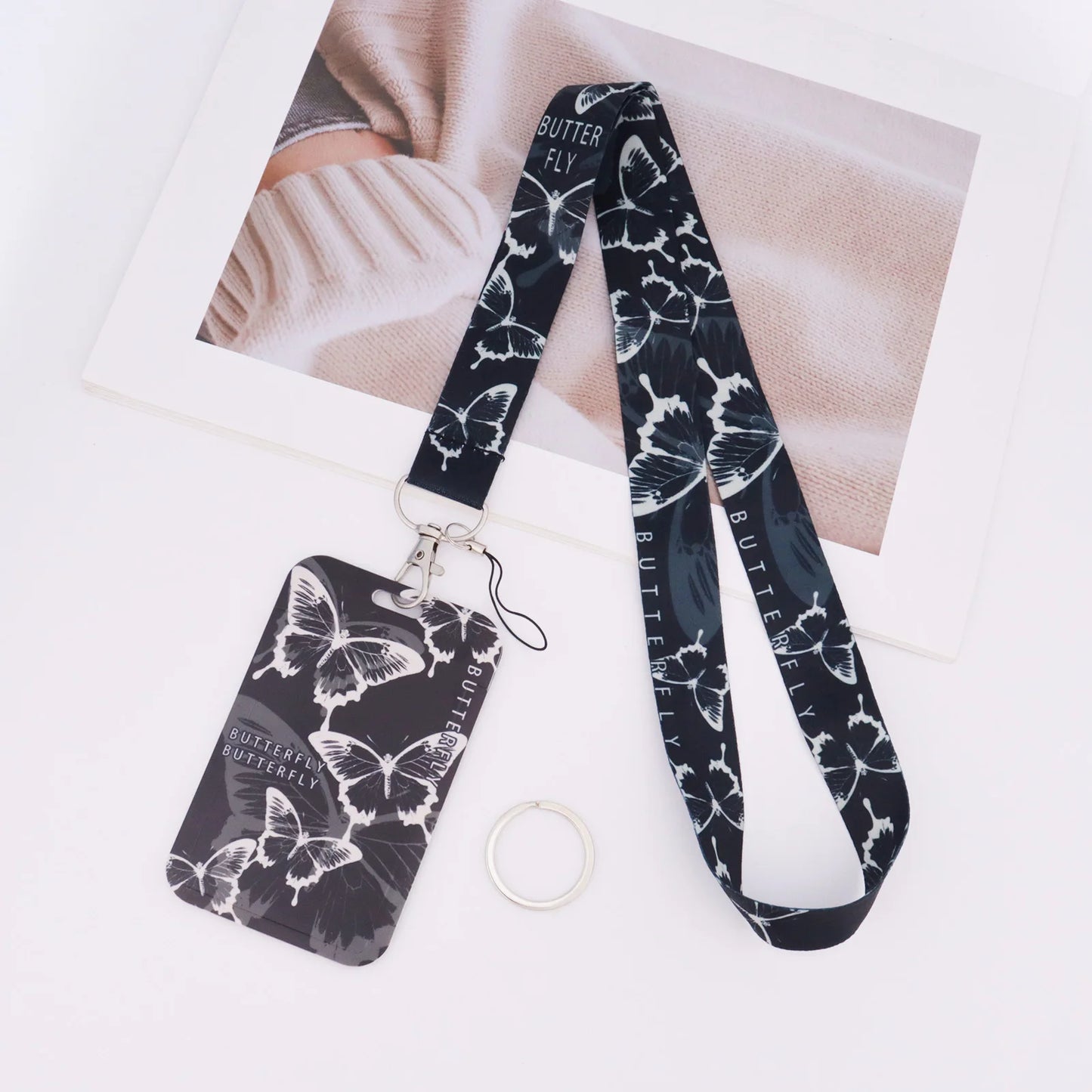 Tejesa Butterfly Teacher Lanyard with Id Holder  /Neck Strap for Keys/ Keychain Cell Phone Strap