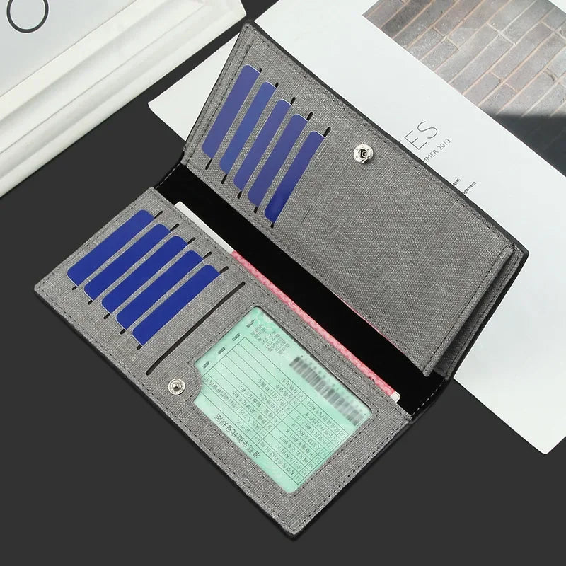 Casual Men Wallet Long Thin Wallet Canvas Clutch Bag Men's Credit Card Holders Student Coin Purse Hasp Wallet Men Cartera Hombre