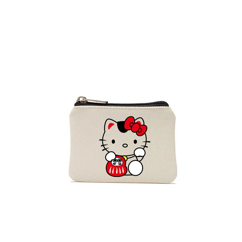 Cartoon Hellos Kittys Coin Purse Canvas Bag Card Bag Simple Fabric Coin Small Bag Cotton Storage Bags for Children's Gifts