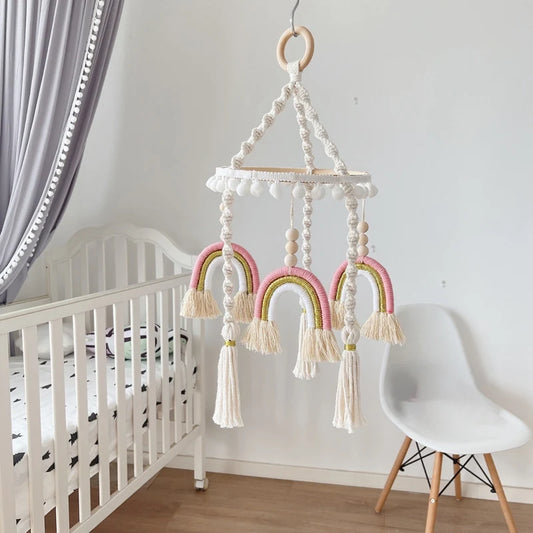 Bohemian Baby Crib Mobile Hanging Ornaments Rainbow Hanging Decorations for Bathroom Bedroom Newborn Toddlers Best Gifts