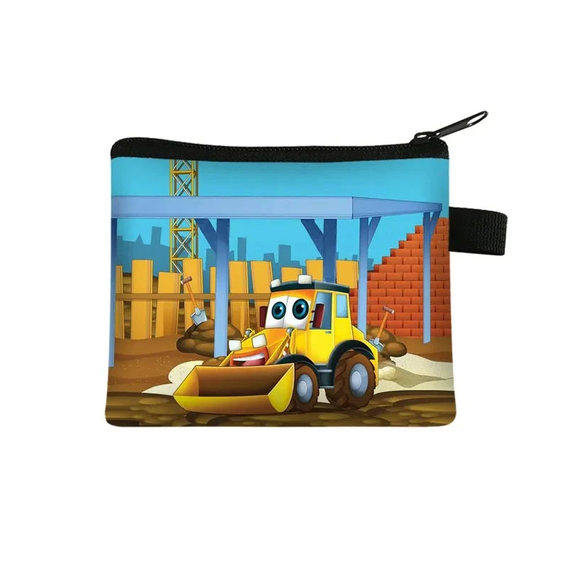 Tejesa Cartoon Coin Purse Keychain Zipper Pouch Kids Wallet Coin Bag Cute Excavator Purses and Handbags Small bag