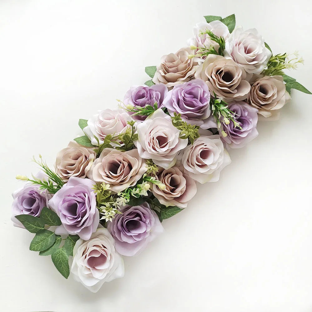 50cm Rose  Artificial Flower Row Wedding Decoration Flower Wall Backdrop Garland Home Party Decor Photo Props Background